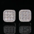 Iced Cushion Square Stud Earrings Screw Back — Moissanite, 925 Silver