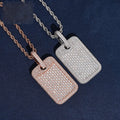 Iced Dog Tag Pendant — Moissanite, 925 Silver