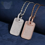Iced Dog Tag Pendant — Moissanite, 925 Silver
