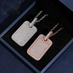 Iced Dog Tag Pendant — Moissanite, 925 Silver