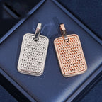 Iced Dog Tag Pendant — Moissanite, 925 Silver