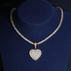 Iced Heart Pendant — Moissanite, 925 Silver
