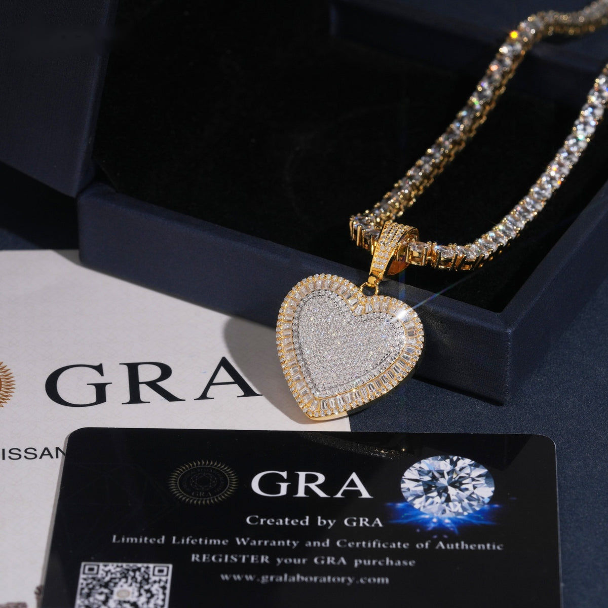 Iced Heart Pendant — Moissanite, 925 Silver