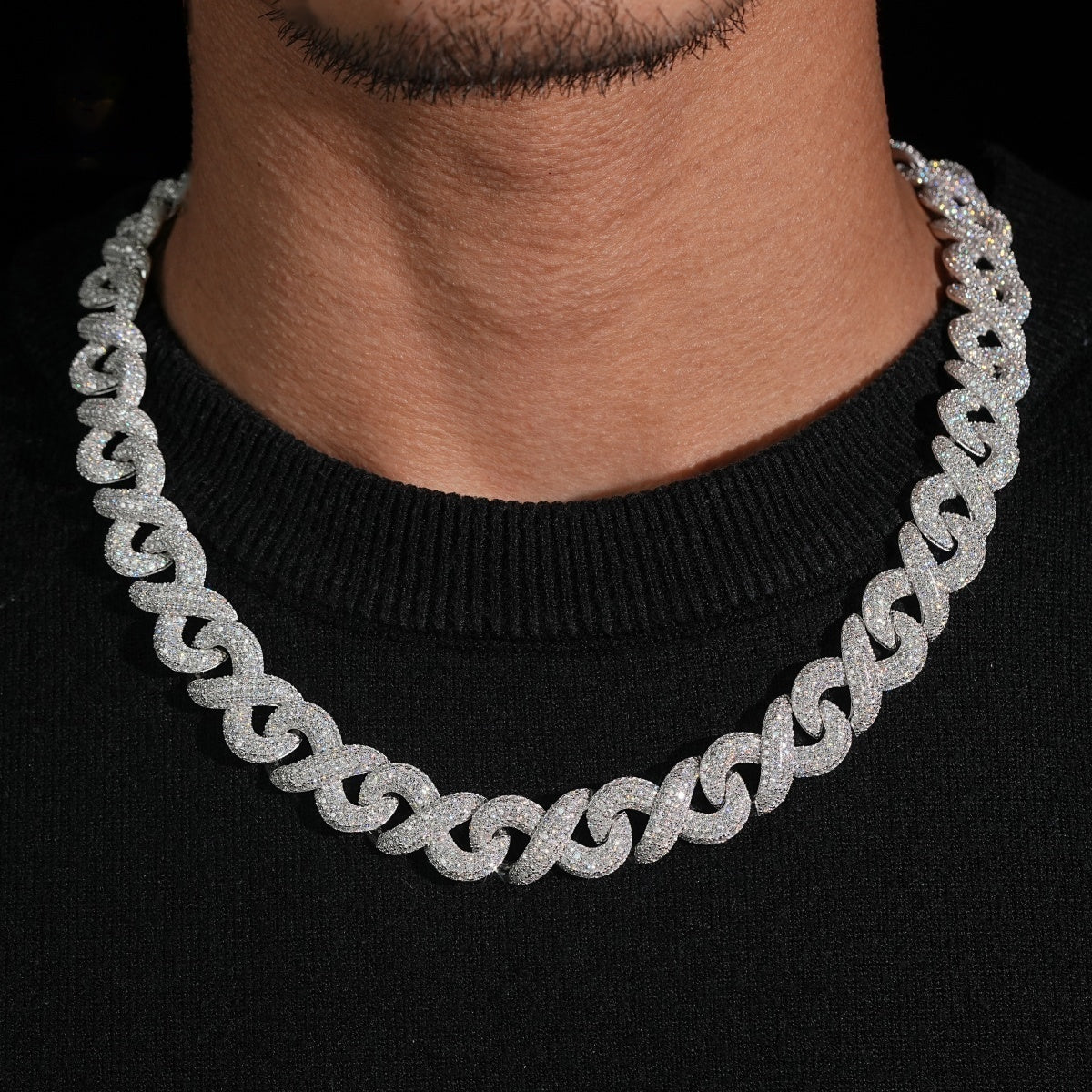 Iced Infinity Link Chain — Moissanite, 925 Silver