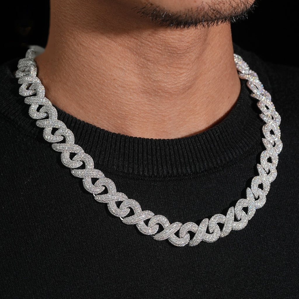 Iced Infinity Link Chain — Moissanite, 925 Silver