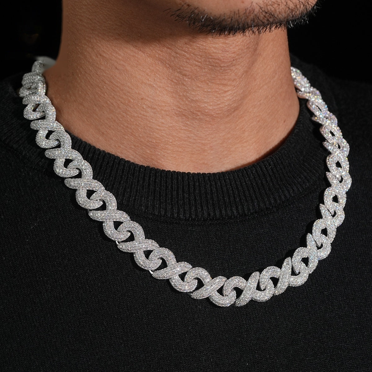 Iced Infinity Link Chain — Moissanite, 925 Silver