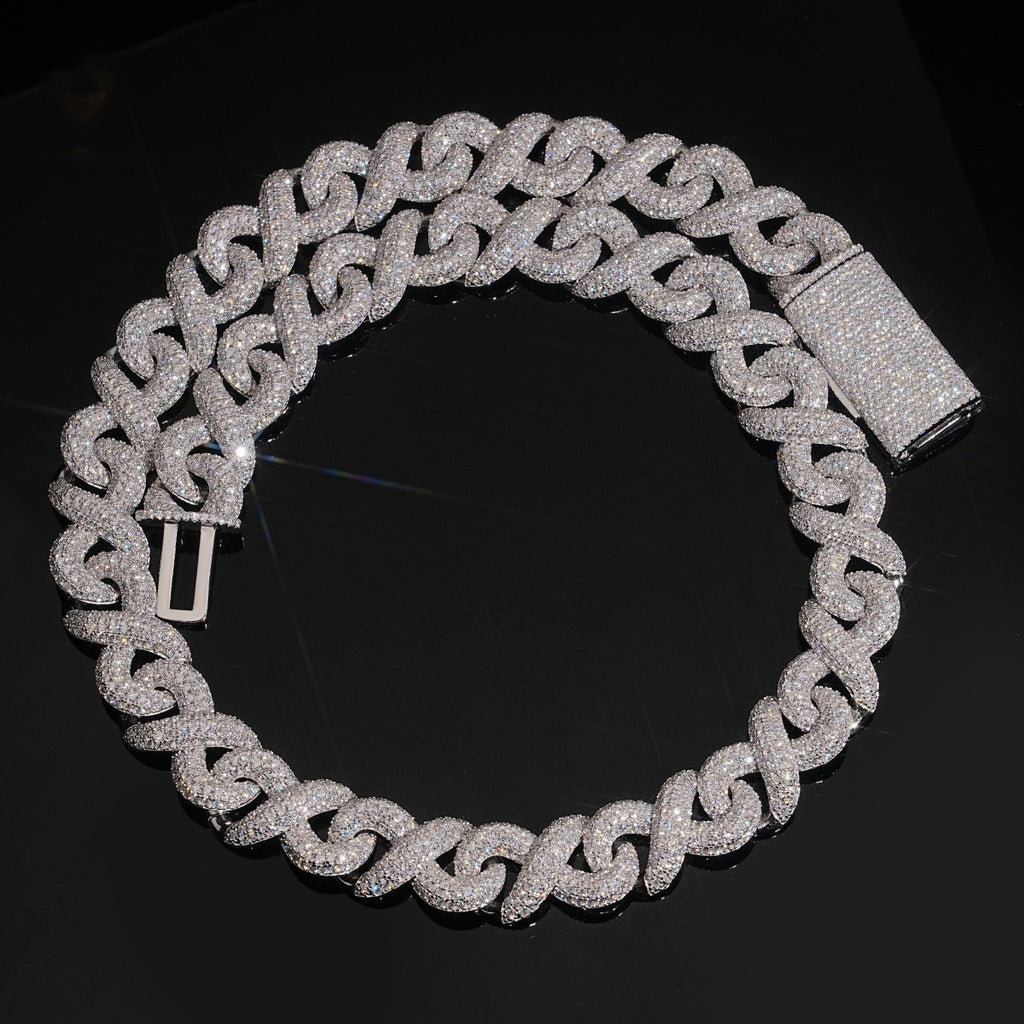 Iced Infinity Link Chain — Moissanite, 925 Silver