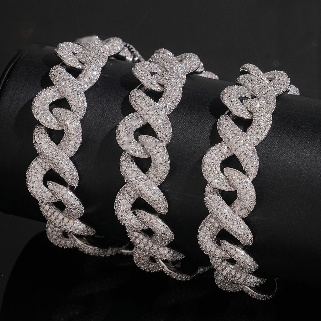 Iced Infinity Link Chain — Moissanite, 925 Silver