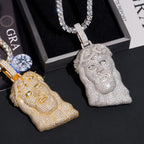 Iced Jesus Head Pendant — Moissanite, 925 Silver