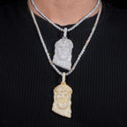Iced Jesus Head Pendant — Moissanite, 925 Silver