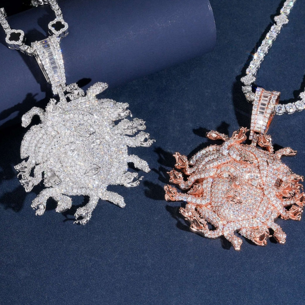 Iced Medusa Head Pendant — Moissanite, 925 Silver
