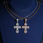 Iced Ornate Cross Pendant — Moissanite, 925 Silver