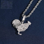 Iced Rooster Pendant — Moissanite, 925 Silver
