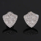 Iced Shield Stud Earrings Screw Back — Moissanite, 925 Silver