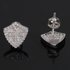 Iced Shield Stud Earrings Screw Back — Moissanite, 925 Silver