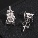 Iced Square Stud Earrings — Moissanite, 925 Silver