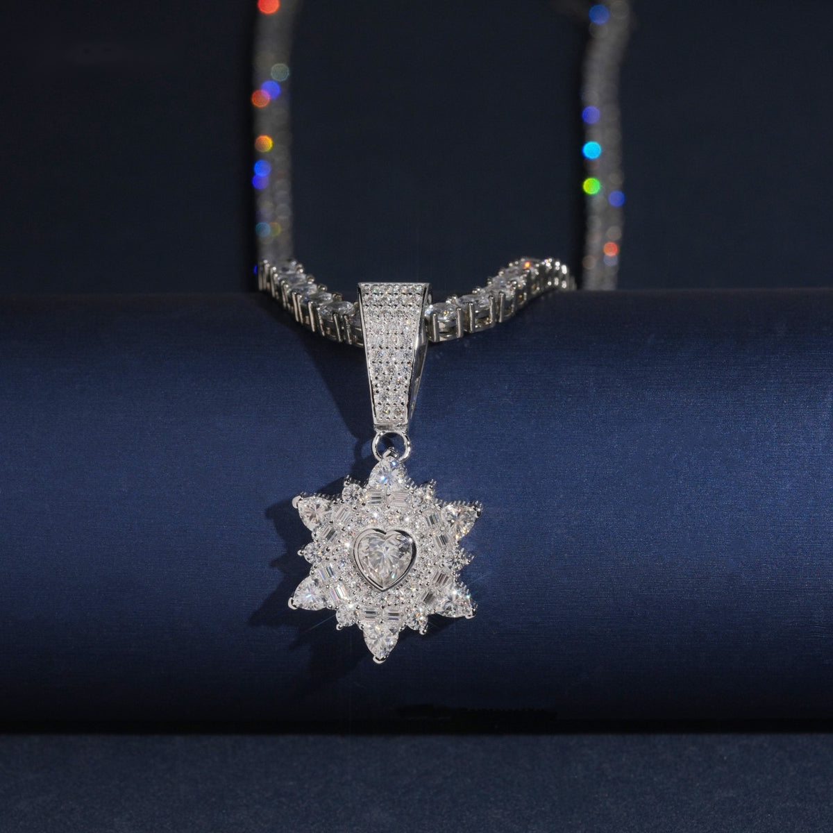 Iced Star Pendant — Moissanite, 925 Silver