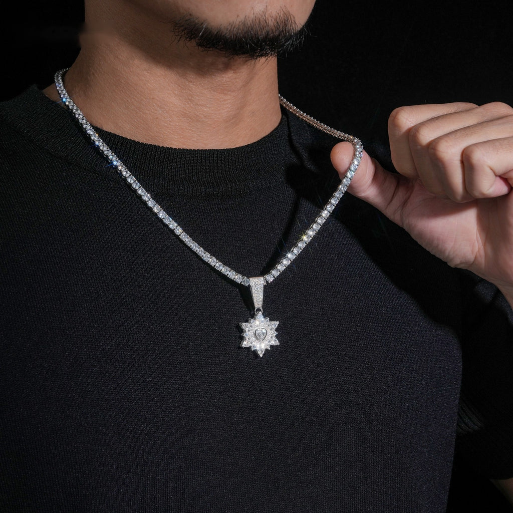 Iced Star Pendant — Moissanite, 925 Silver