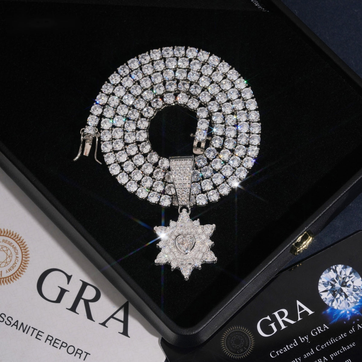 Iced Star Pendant — Moissanite, 925 Silver
