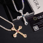 Iced Thorn Cross Pendant — Moissanite, 925 Silver