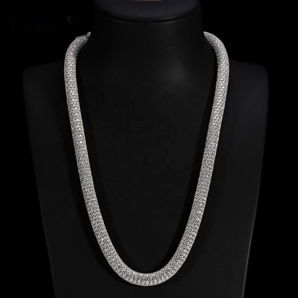 Iced Tube Chain — Moissanite, 925 Silver