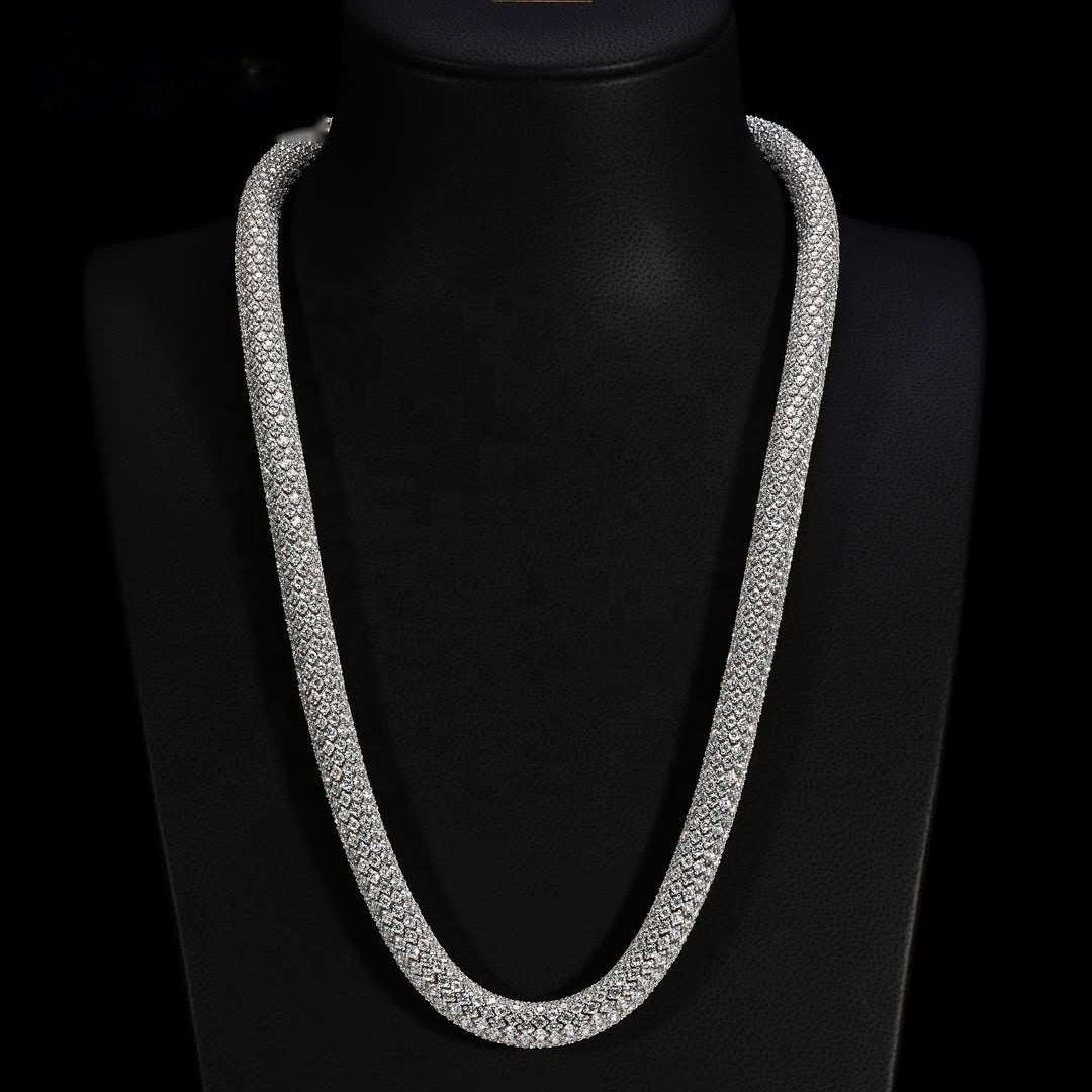 Iced Tube Chain — Moissanite, 925 Silver