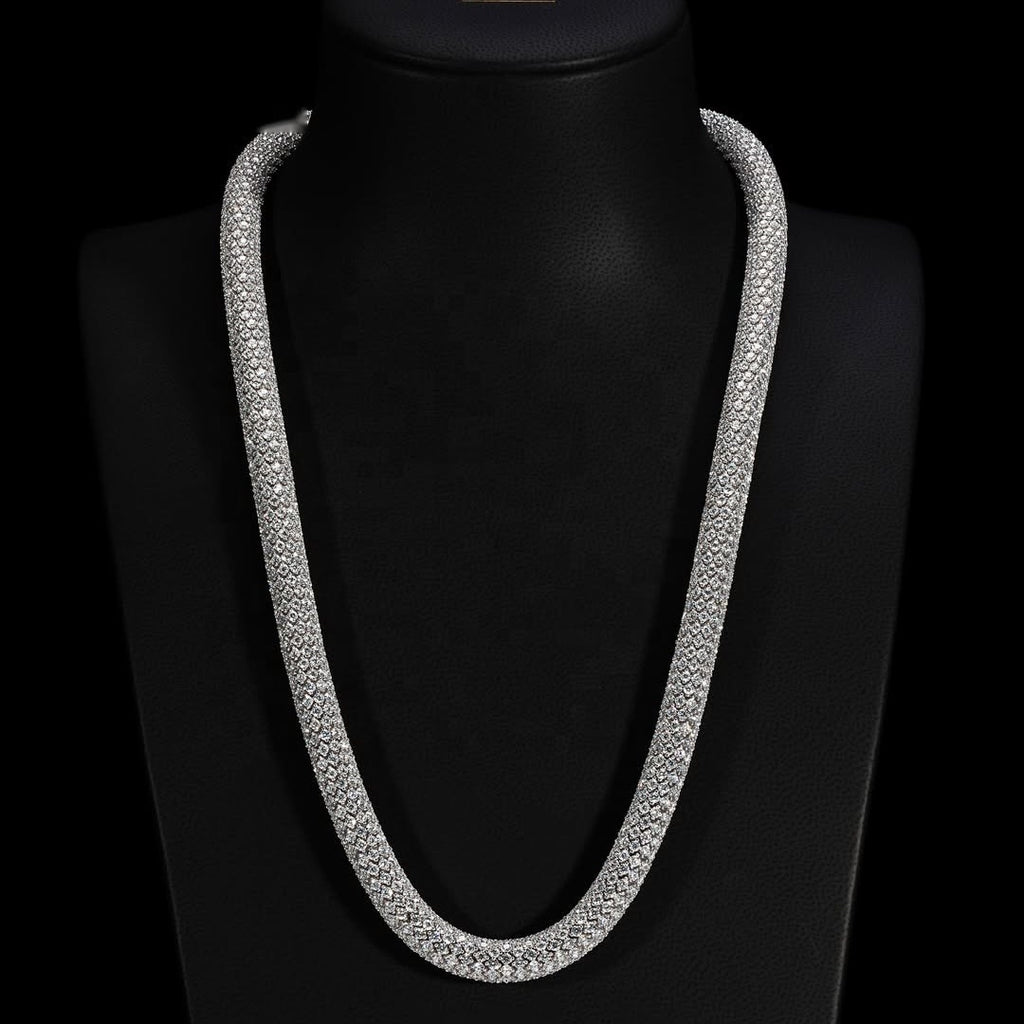 Iced Tube Chain — Moissanite, 925 Silver