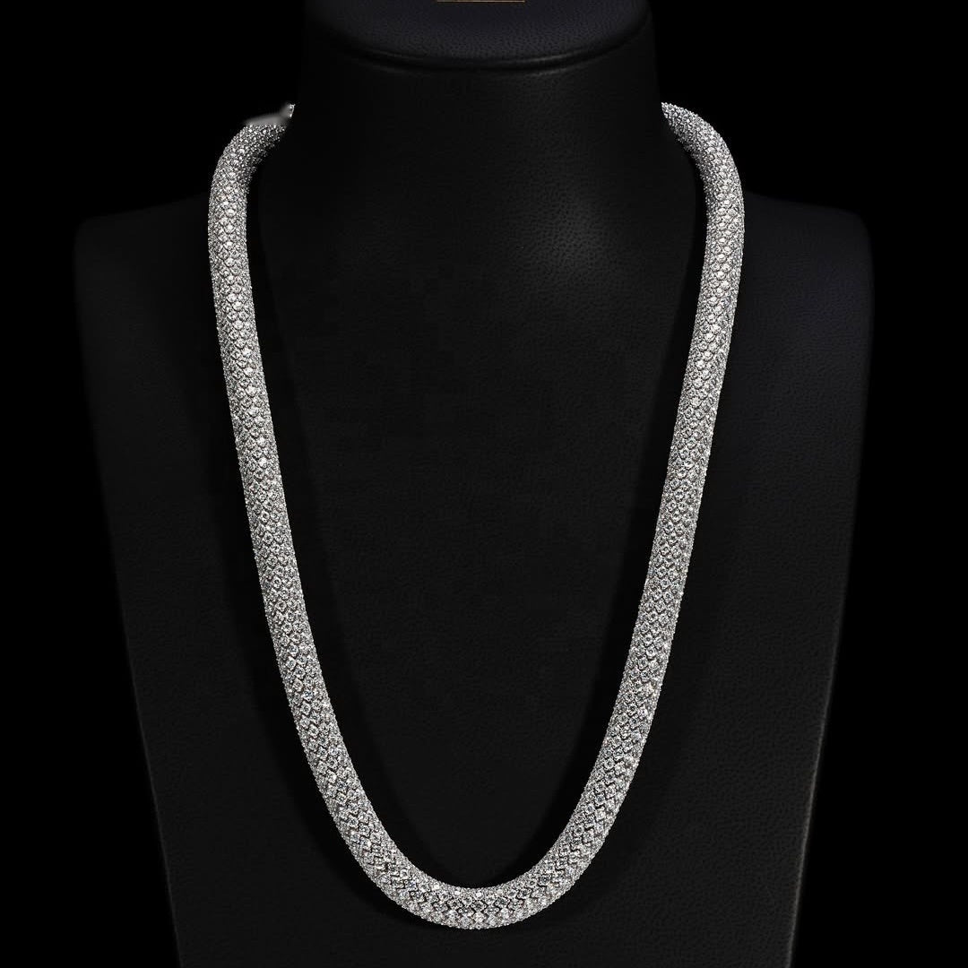 Iced Tube Chain — Moissanite, 925 Silver
