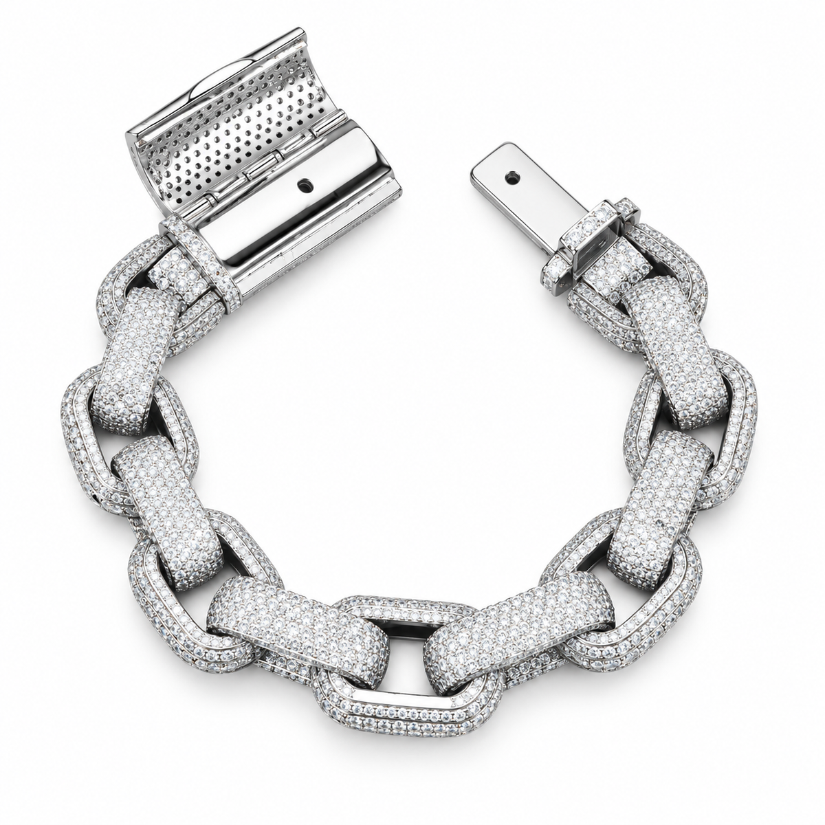 Iced-Out Mariner Link Bracelet – Moissanite & 925 Silver