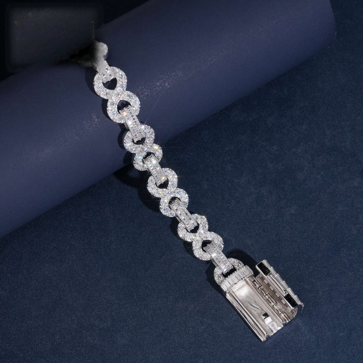 Infinity Baguette Link Bracelet — Moissanite, 925 Silver
