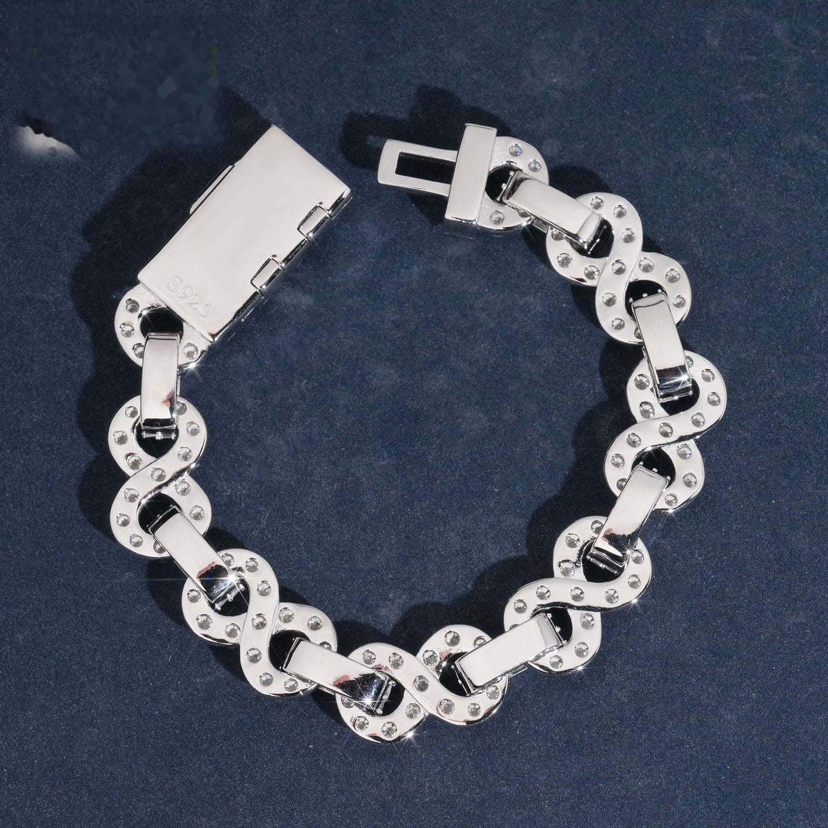 Infinity Baguette Link Bracelet — Moissanite, 925 Silver