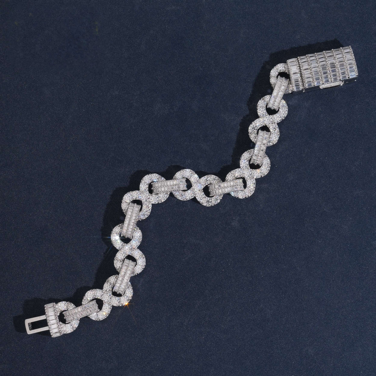 Infinity Baguette Link Bracelet — Moissanite, 925 Silver