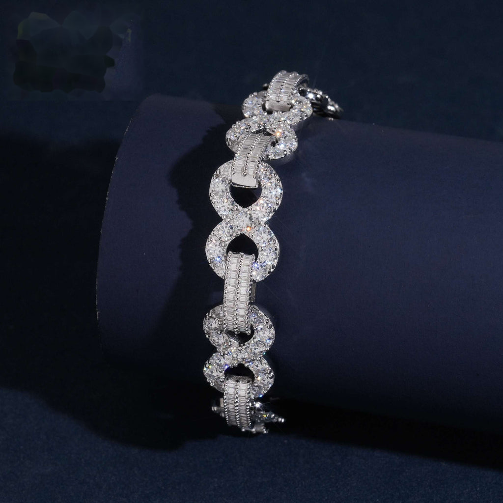 Infinity Baguette Link Bracelet — Moissanite, 925 Silver