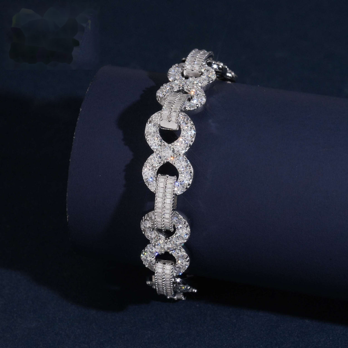 Infinity Baguette Link Bracelet — Moissanite, 925 Silver