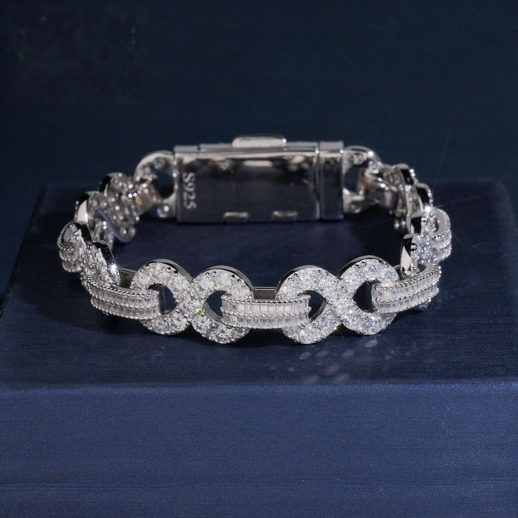 Infinity Baguette Link Bracelet — Moissanite, 925 Silver