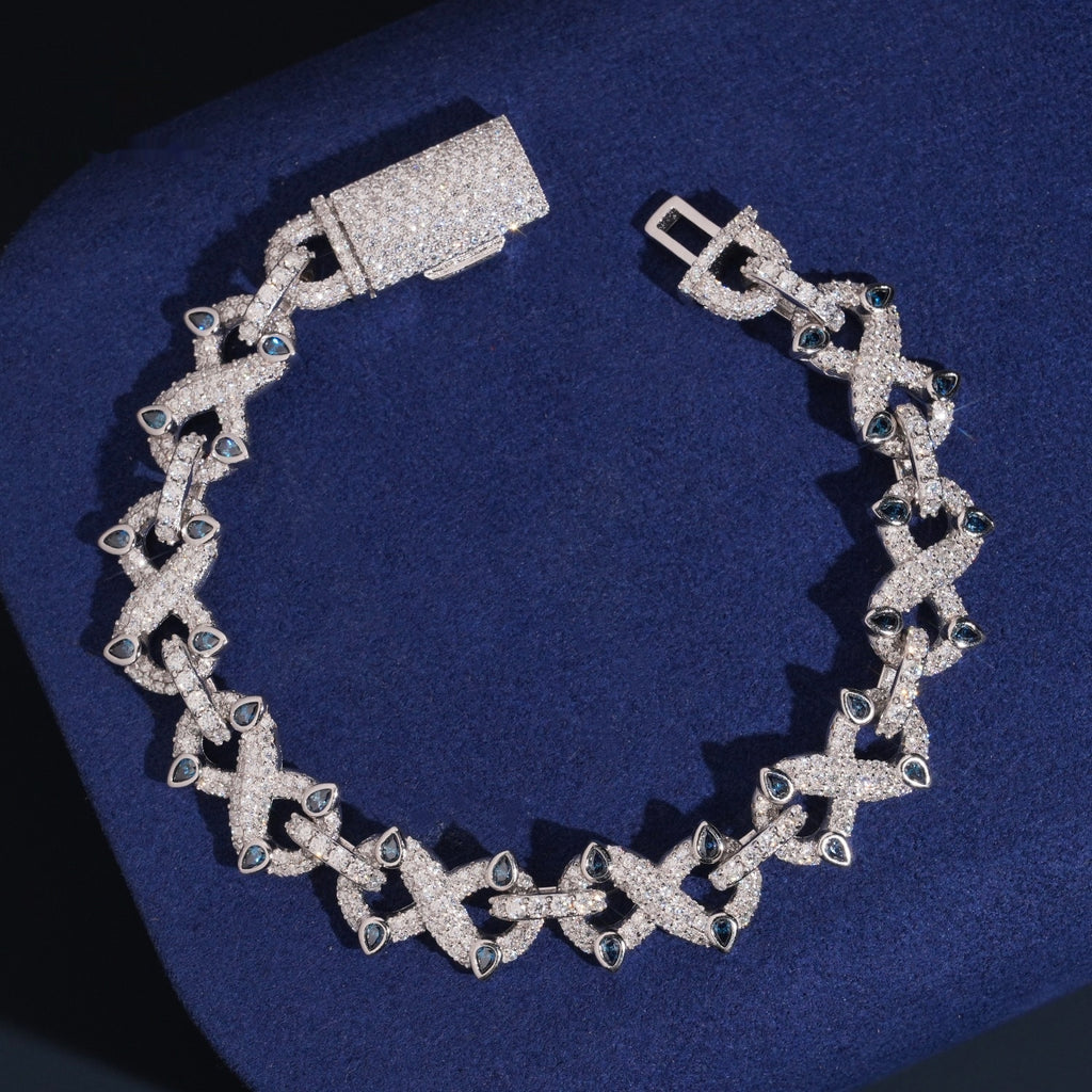 Iced-Out Infinity X Link Bracelet – Moissanite & 925 Silver