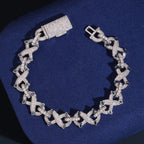 Iced-Out Infinity X Link Bracelet – Moissanite & 925 Silver