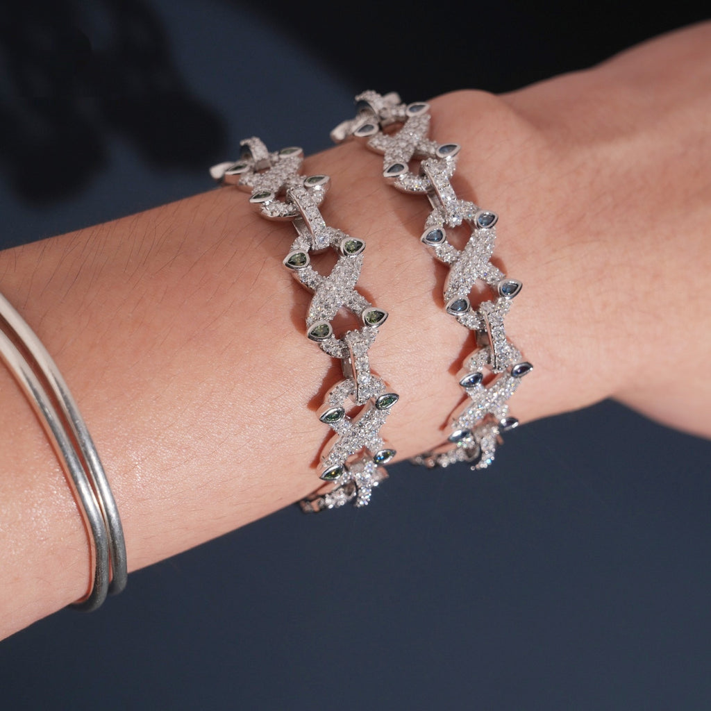 Iced-Out Infinity X Link Bracelet – Moissanite & 925 Silver