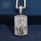 Jesus Tag Pendant — Moissanite, 925 Silver