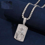 Jesus Tag Pendant — Moissanite, 925 Silver