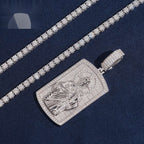 Jesus Tag Pendant — Moissanite, 925 Silver