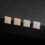 Large Square Block Stud Earrings Screw Back — Moissanite, 925 Silver