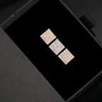 Large Square Block Stud Earrings Screw Back — Moissanite, 925 Silver
