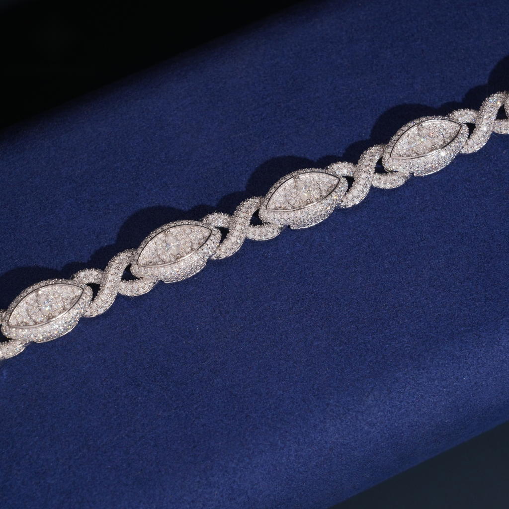 Marquise Halo Eye Bracelet – Moissanite & 925 Silver