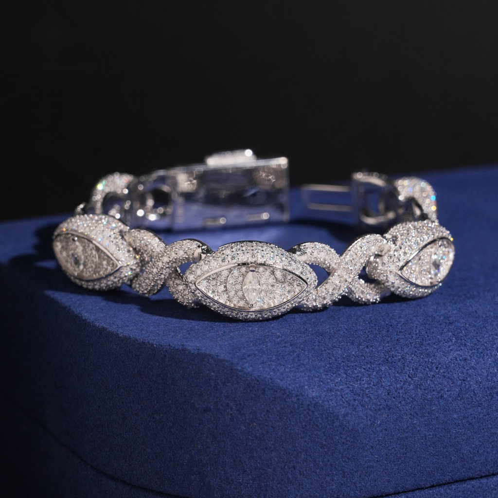 Marquise Halo Eye Bracelet – Moissanite & 925 Silver