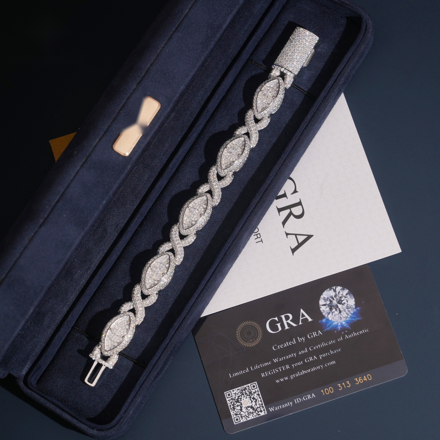Marquise Halo Eye Bracelet – Moissanite & 925 Silver