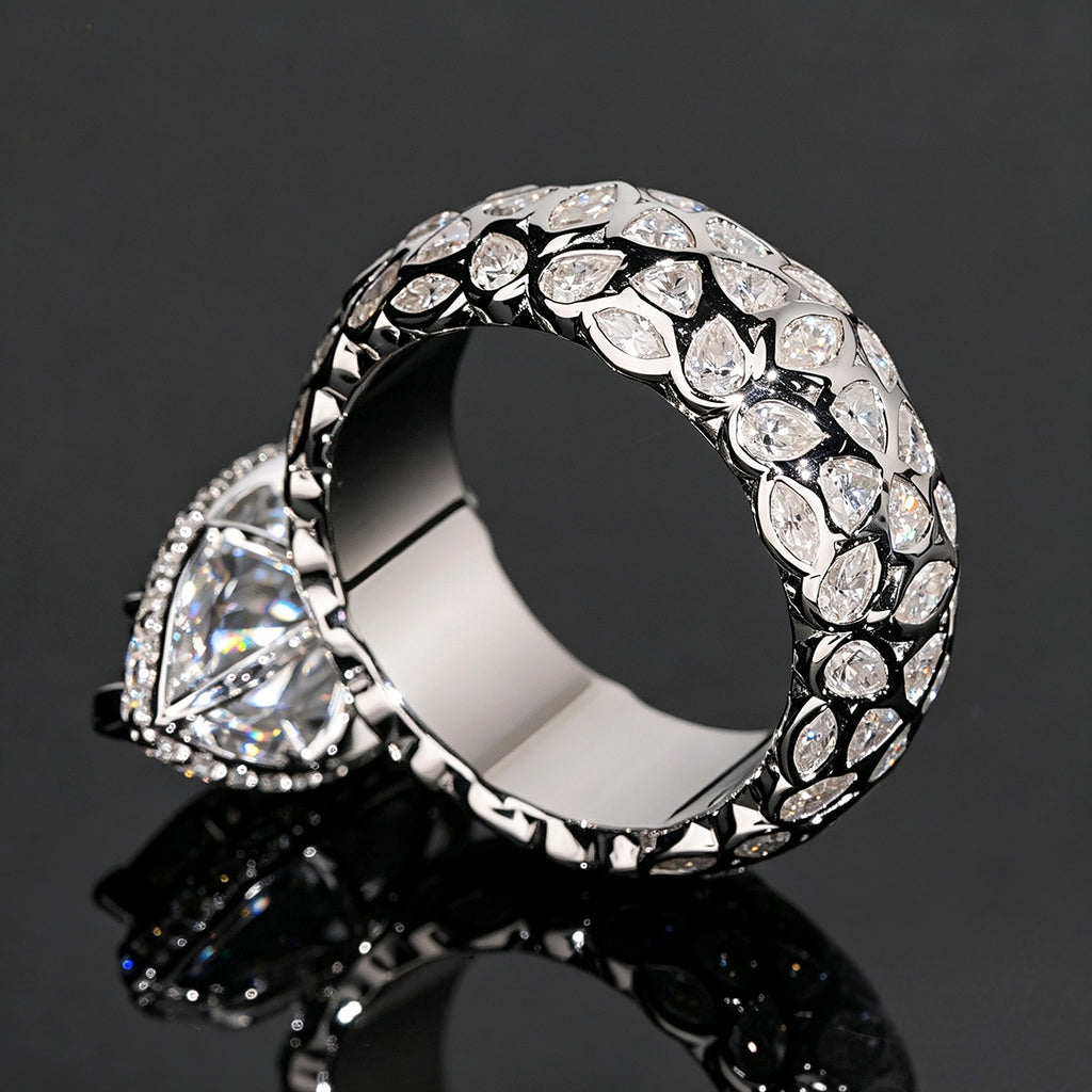 Marquise Halo Eternity Ring — Moissanite, 925 Silver