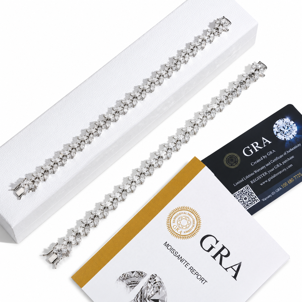 Marquise Laurel Tennis Bracelet – Moissanite & 925 Silver