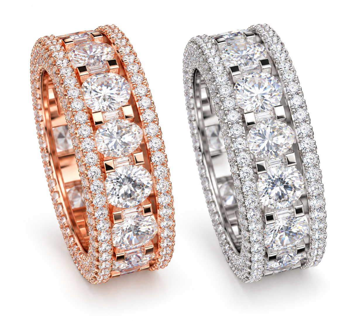 Prong Center Eternity Band — Moissanite, 925 Silver