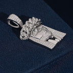 Mini Polished Jesus Pendant — Moissanite, 925 Silver
